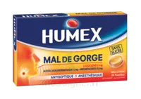 HUMEX MAL DE GORGE LIDOCAINE/ALCOOL DICHLOROBENZYLIQUE/AMYLMETACRESOL 2 mg/1,2 mg/0,6 mg MIEL CITRON SANS SUCRE, pastille édulcorée à la saccharine sodique, au maltitol et à l'isomalt