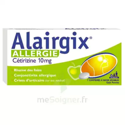 ALAIRGIX ALLERGIE CETIRIZINE 10 mg Comprimés à sucer séc Plq/7