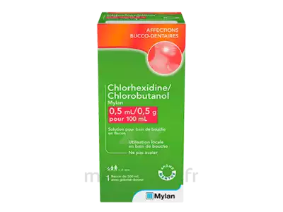 CHLORHEXIDINE/CHLOROBUTANOL MYLAN 0,5 ml/0,5 g pour 100 ml, solution pour bain de bouche en flacon